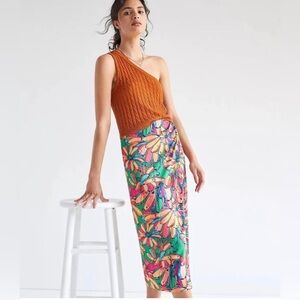 Farm Rio Anthropologie Getaway Midi Wrap Skirt Sz Med